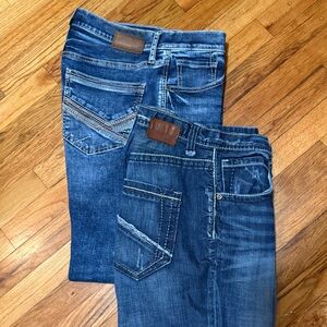Lot Of 2 Men’s BKE Denim Jeans, Jake 34x32 & Derek 33x32, Medium Wash